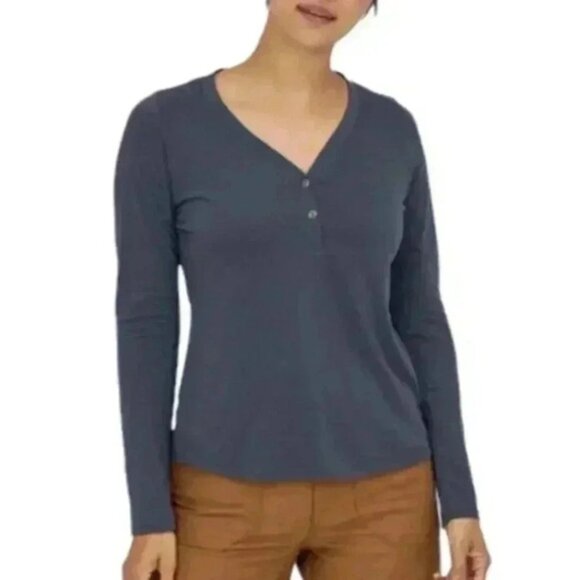 Patagonia Mainstay Henley Shirt Navy Blue Regular Fit V-Neck Women's size Small - Picture 1 of 13